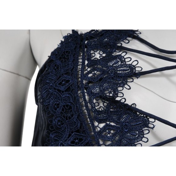 Cami NYC Women Tank Top Small Blue Reversible Velvet Silk Embroider Charlie Lace - Picture 4 of 10